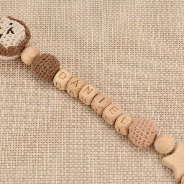 Personalized Baby Pacifier Crocheted Animal Clip | CWToy148
