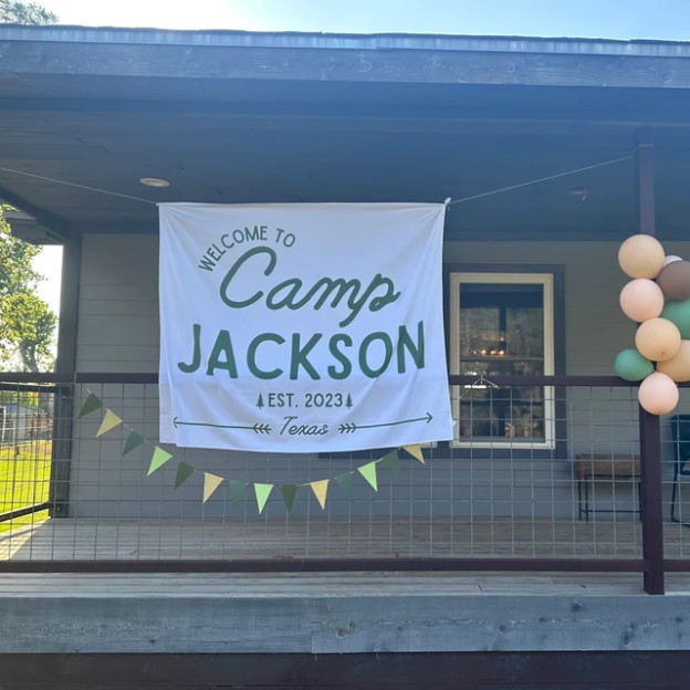 Personalized Camp Bachelorette Banner Tapestry | CWCamp01