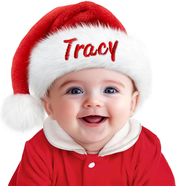 Personalized Embroidery Plush Christmas Santa Hat For Kid & Adult | MCGift100