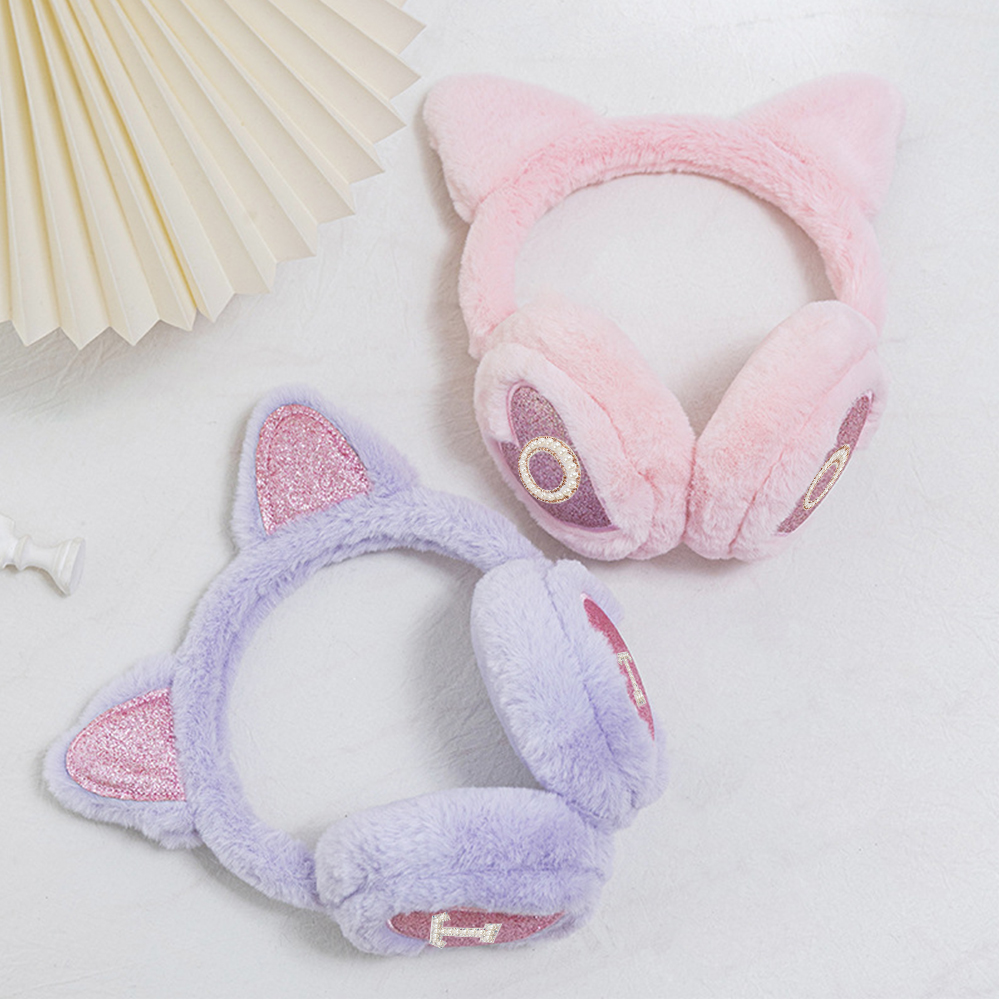 Personalized Kids Pearl Patch Warm Cat Ears Earmuffs | CWToy92