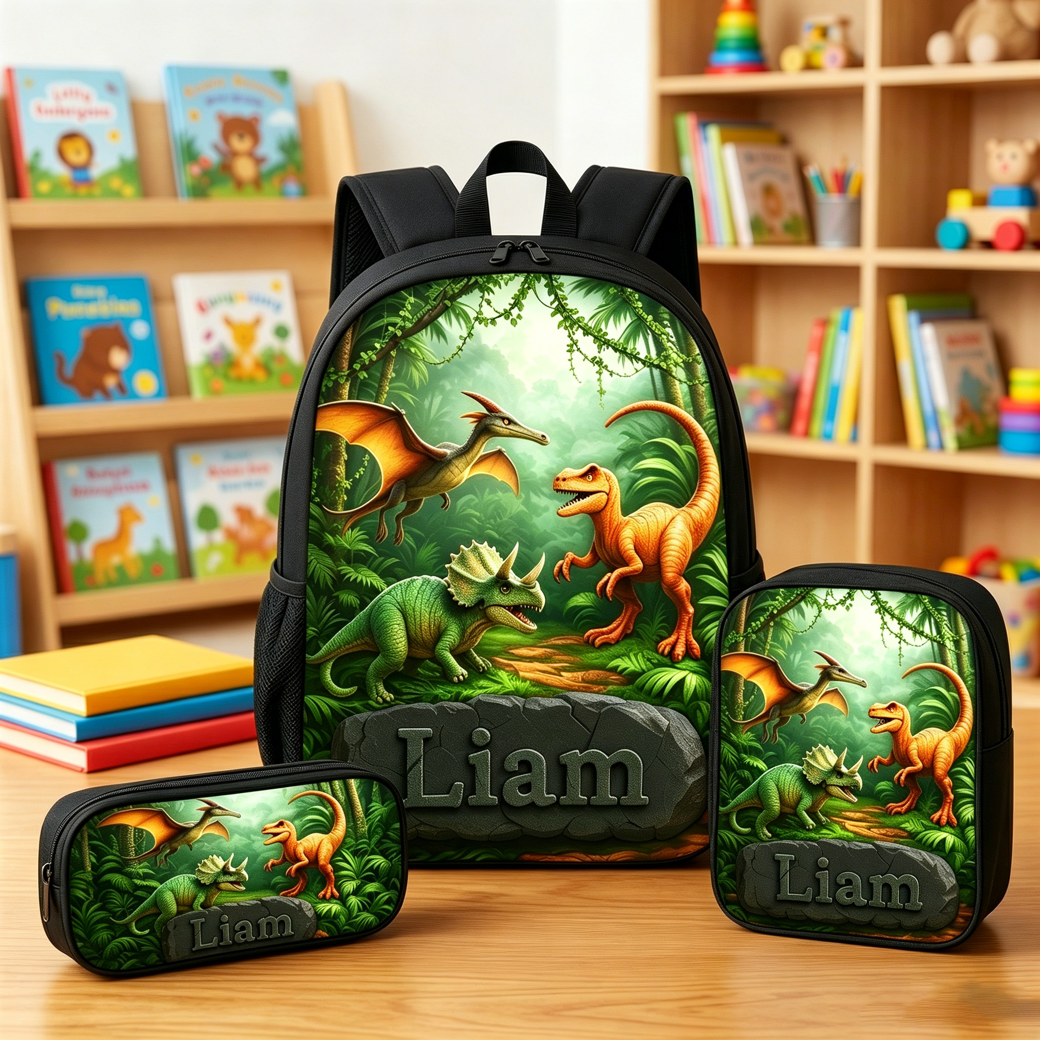Personalized Kid Dinosaur Backpack Set | CWPack365