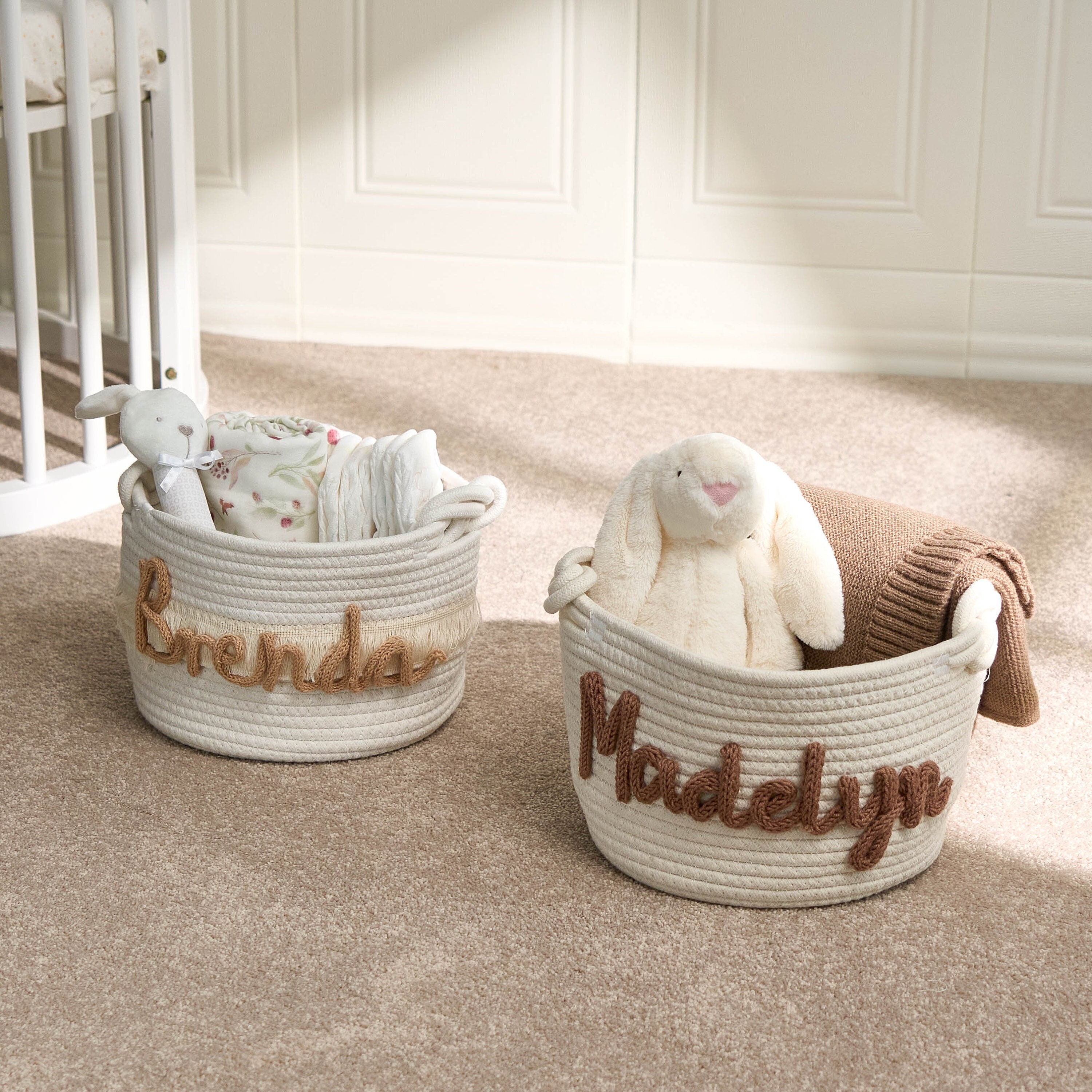 Personalized Knitted Wire Name Cotton Rope Basket | CWBaby91