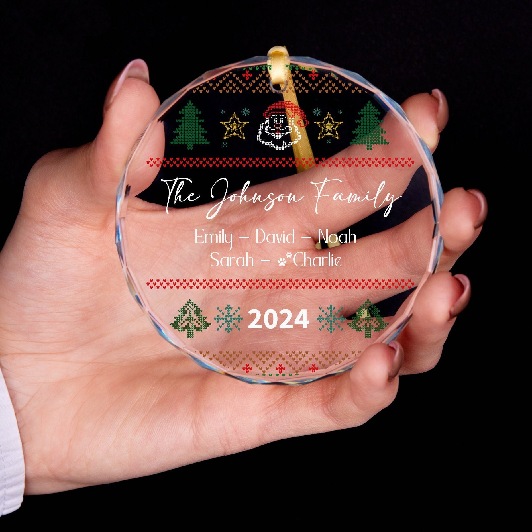 Personalized Glass Family Christmas Ornaments | CWGlass05