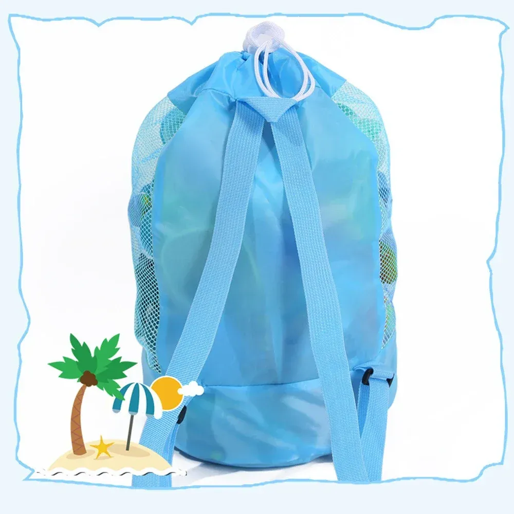 Personalized Portable Mesh Beach Foldable Drawstring Storage Bag | CWBeach95