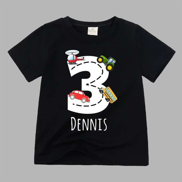 Personalized Kid Transportation Vehicle Party Birthday T-Shirt | inTee14