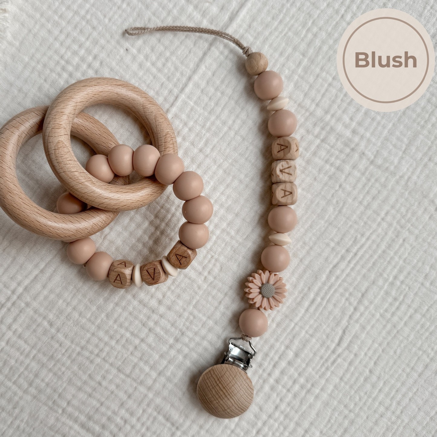 Personalized Baby Pacifier Clip & Rattle Ring | CWBaby86