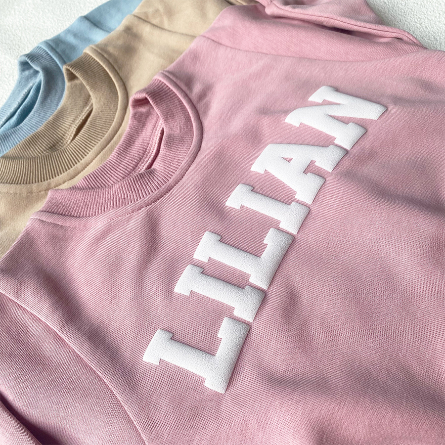 Personalized Puff Name Baby Color Sweatshirt Bodysuit | CWBaby90