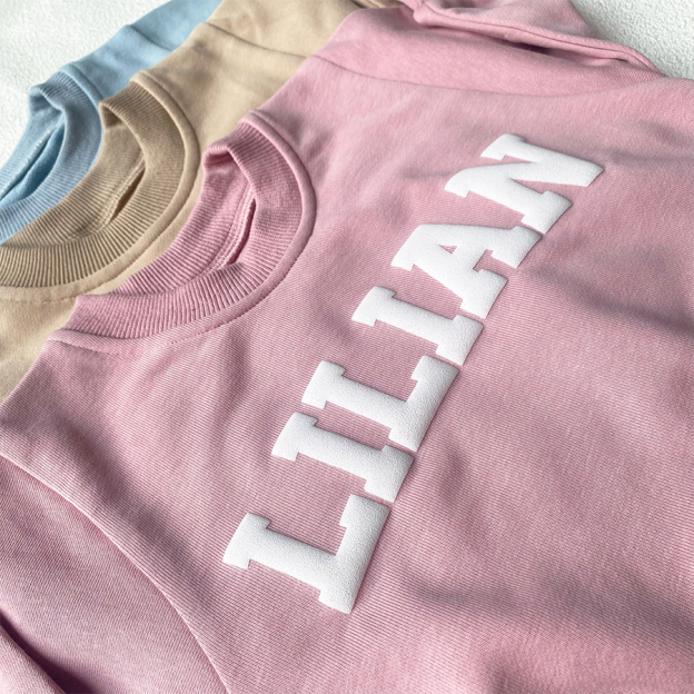 Personalized Puff Name Baby Color Sweatshirt Bodysuit | CWBaby90