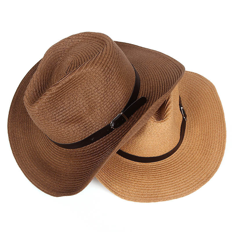 Personalized Leather Patch Cowboy Straw Hat | CWBeach106