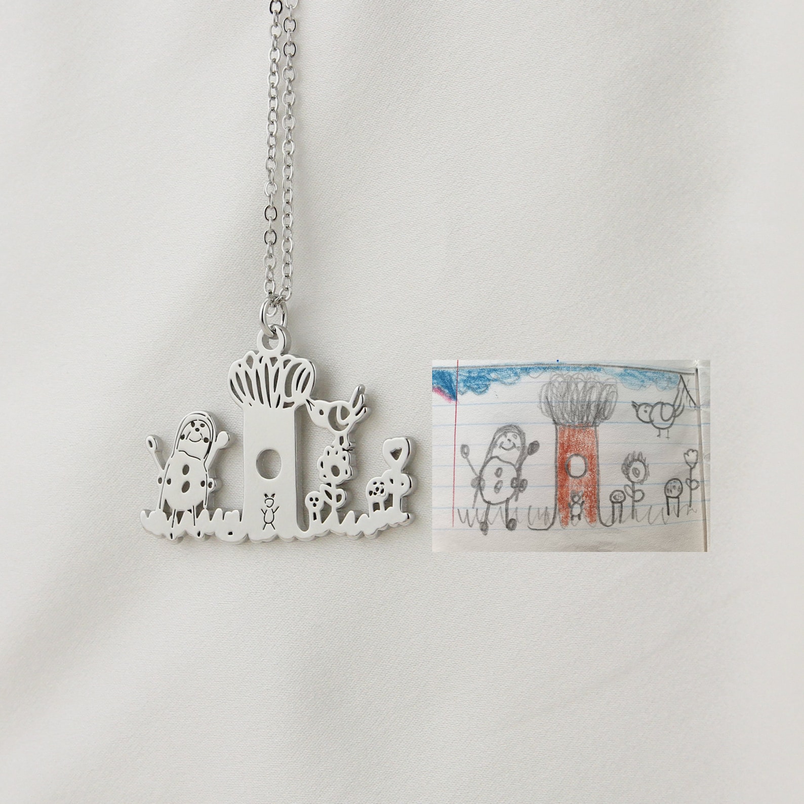 Personalized Kids Painting Artwork Necklace | CWJewelry01