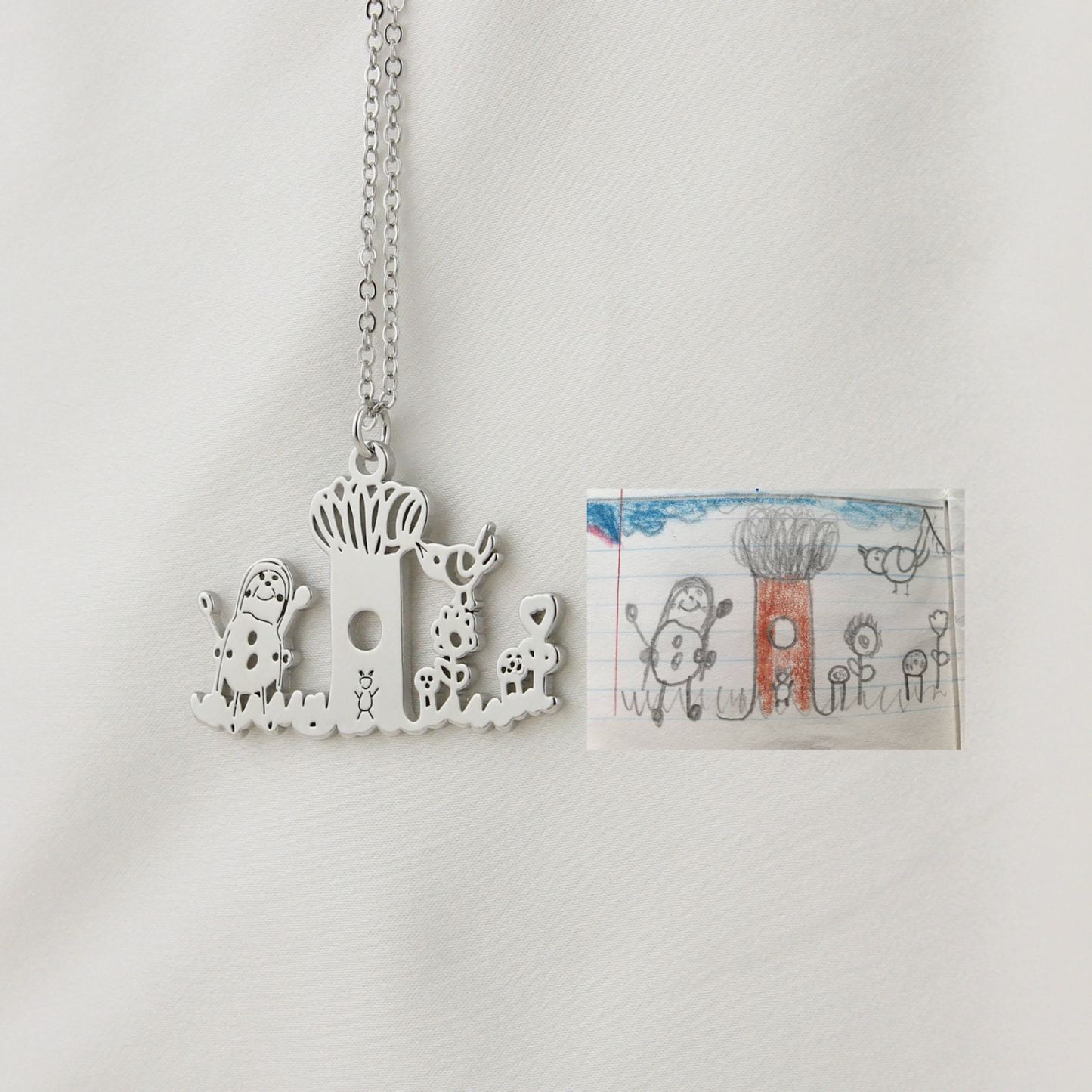 Personalized Kids Painting Artwork Necklace | CWJewelry01