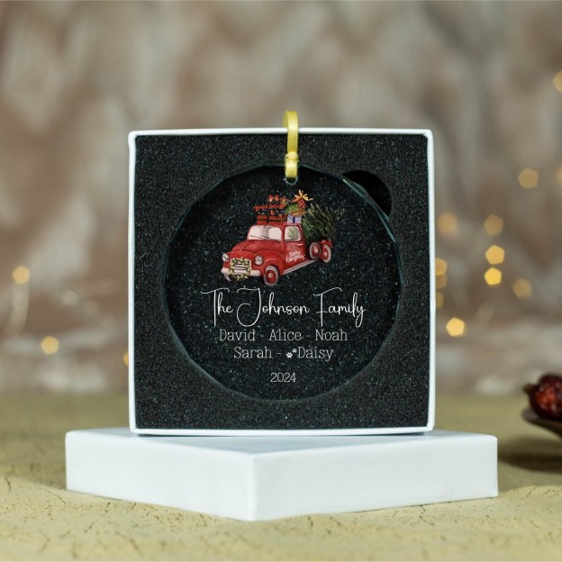 Personalized Glass Family Christmas Ornaments | CWGlass04