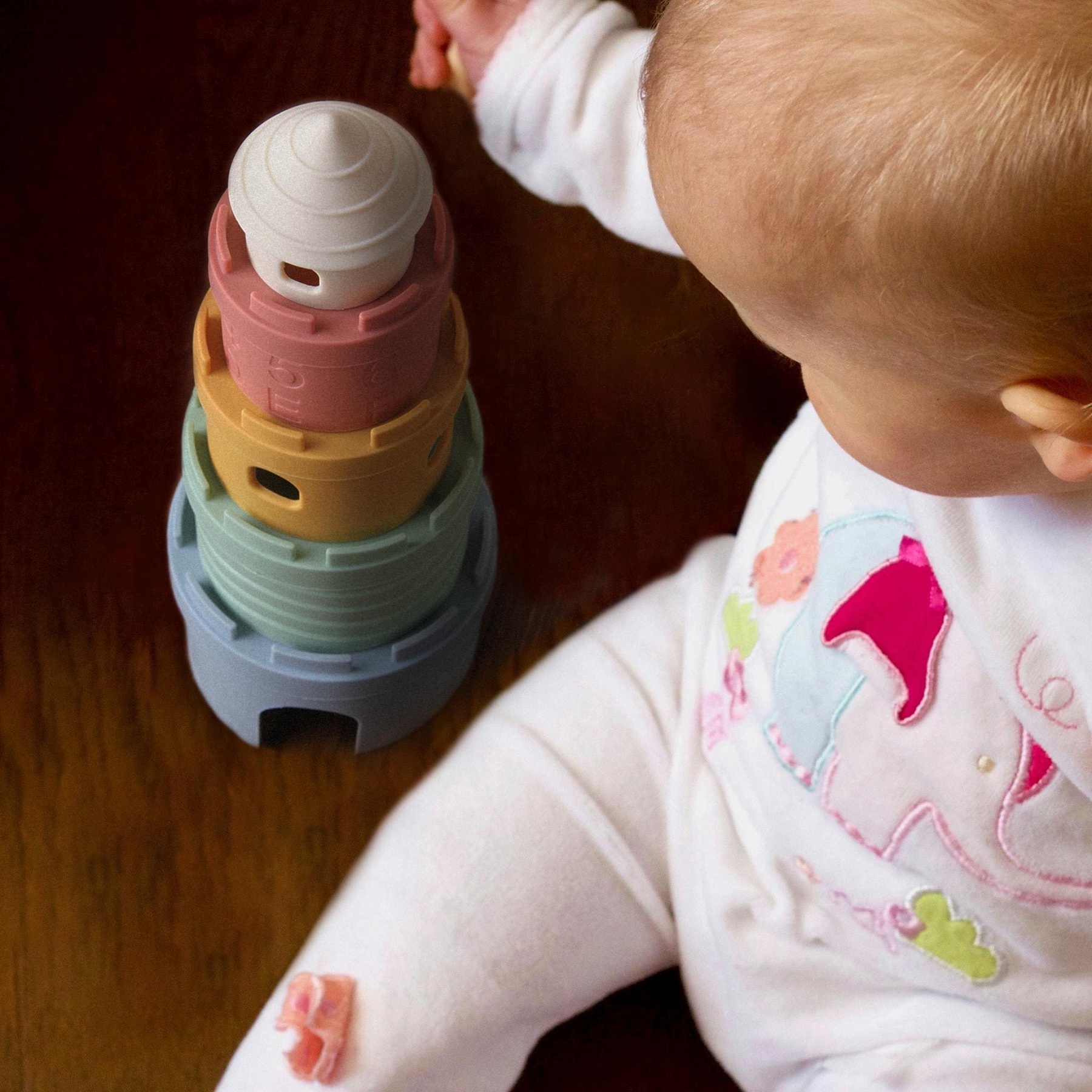 Personalized Baby Silicone Castle Teething Stacking Toy | CWToy123