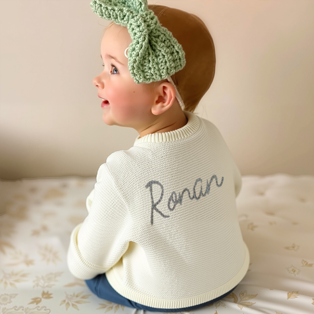 Personalized Hand Embroidered Baby Cardigan | CWBaby282