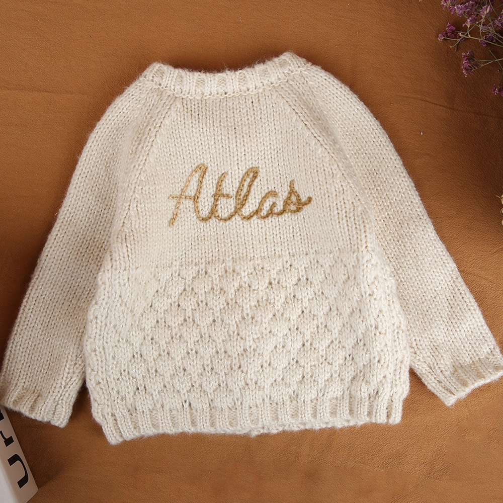 Personalized Hand Embroidered Baby Cardigan | CWBaby281