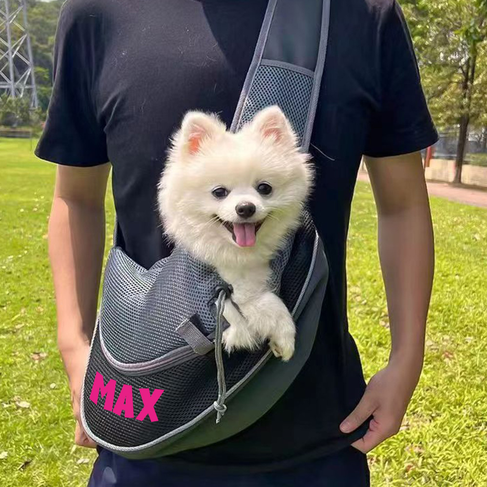 Personalized Hands Free Breathable Mesh Dog Sling Carrier | BKPet189