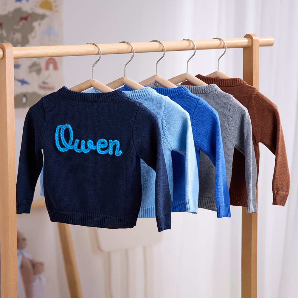 Personalized Hand Embroidered Kids Cardigan | CWBaby289