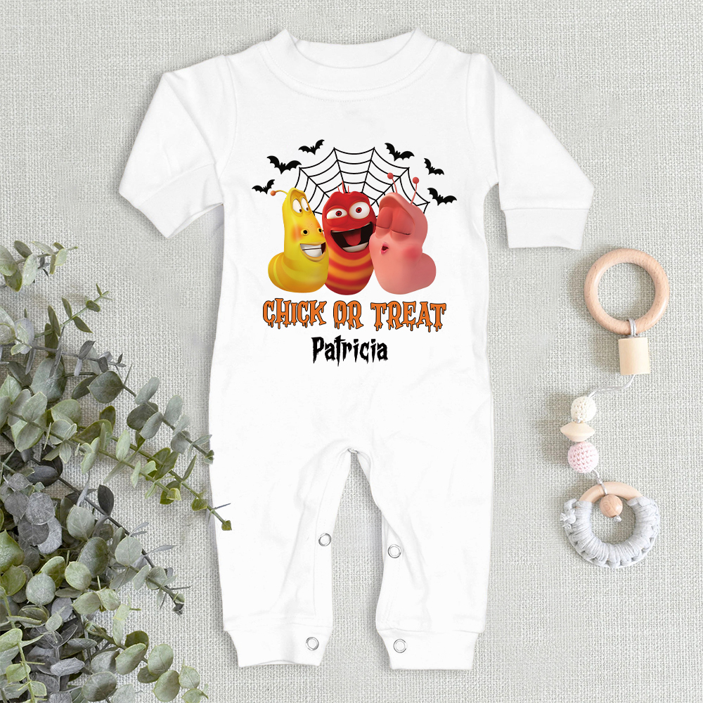 Personalized Larva's Halloween Funny Baby Romper | Larva08