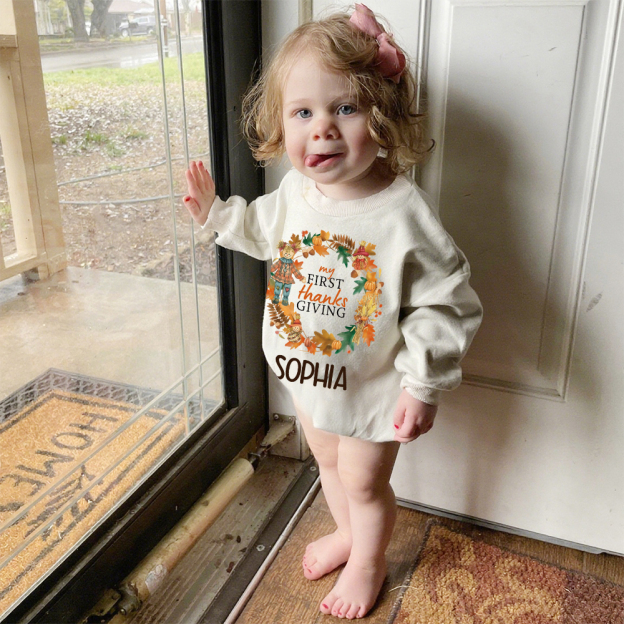 Personalized Thanksgiving Baby Girl Outfit | CWThanks01