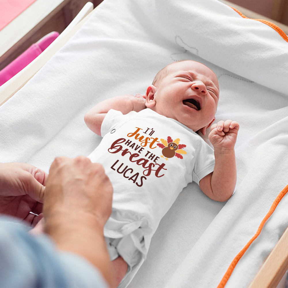 Personalized Baby Romper with Bib Set For Thanksgiving Party | CWThanks03