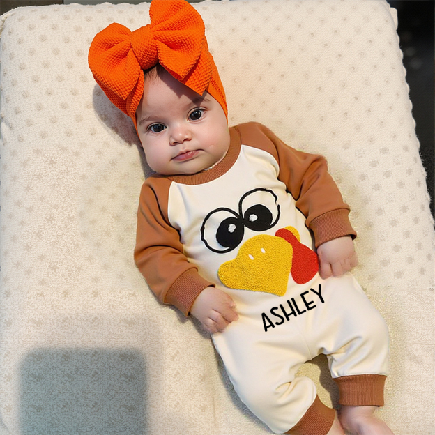 Personalized Baby Lovely Thanksgiving Turkey Romper | CWThanks04