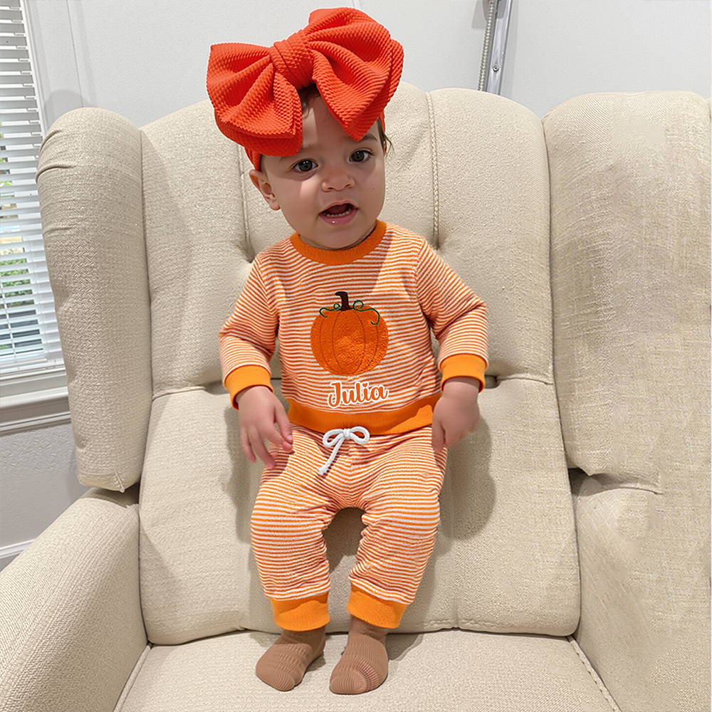 Personalized Kids Halloween Pumpkin Outfit | CWHalloween69
