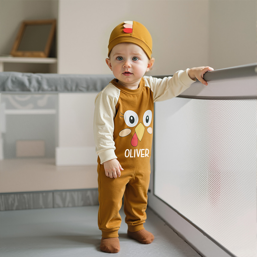 Personalized Baby Thanksgiving Turkey Romper with Hat | CWThanks10