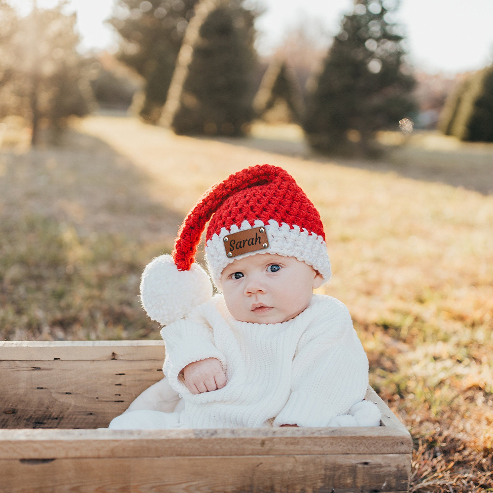 Personalized Leather Patch Christmas Santa Hat | MCGift116