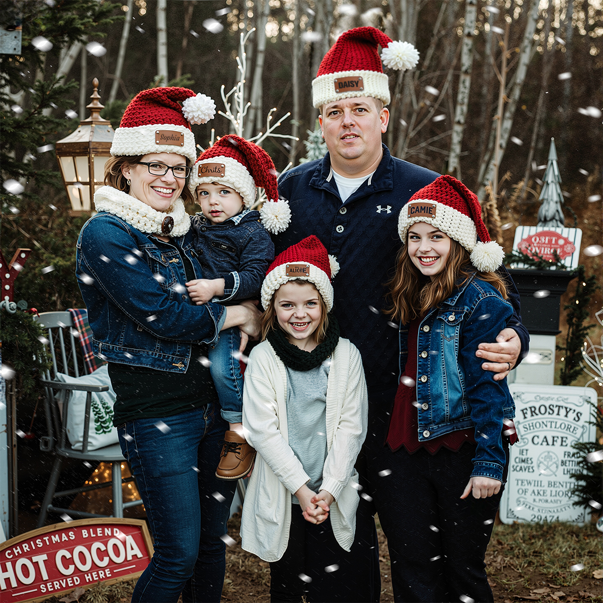 Personalized Leather Patch Christmas Santa Hat | MCGift115