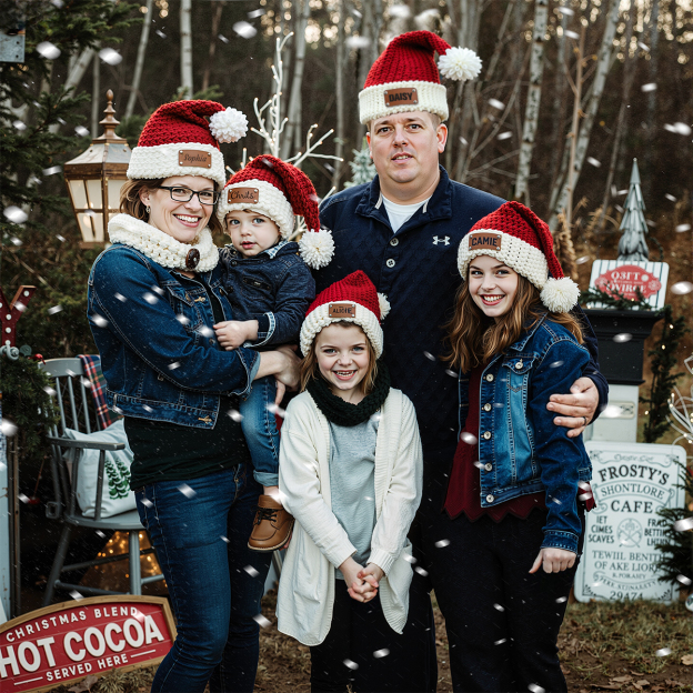 Personalized Leather Patch Christmas Santa Hat | MCGift115