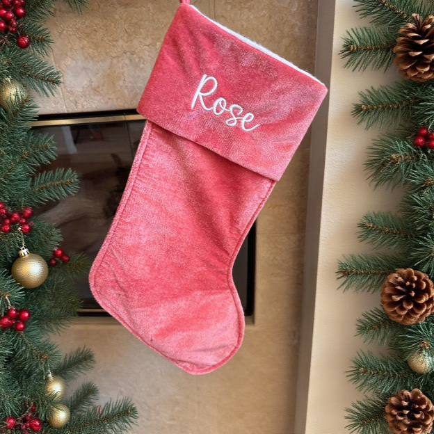 Personalized Velvet Christmas Stocking with Family Name | MCGift145