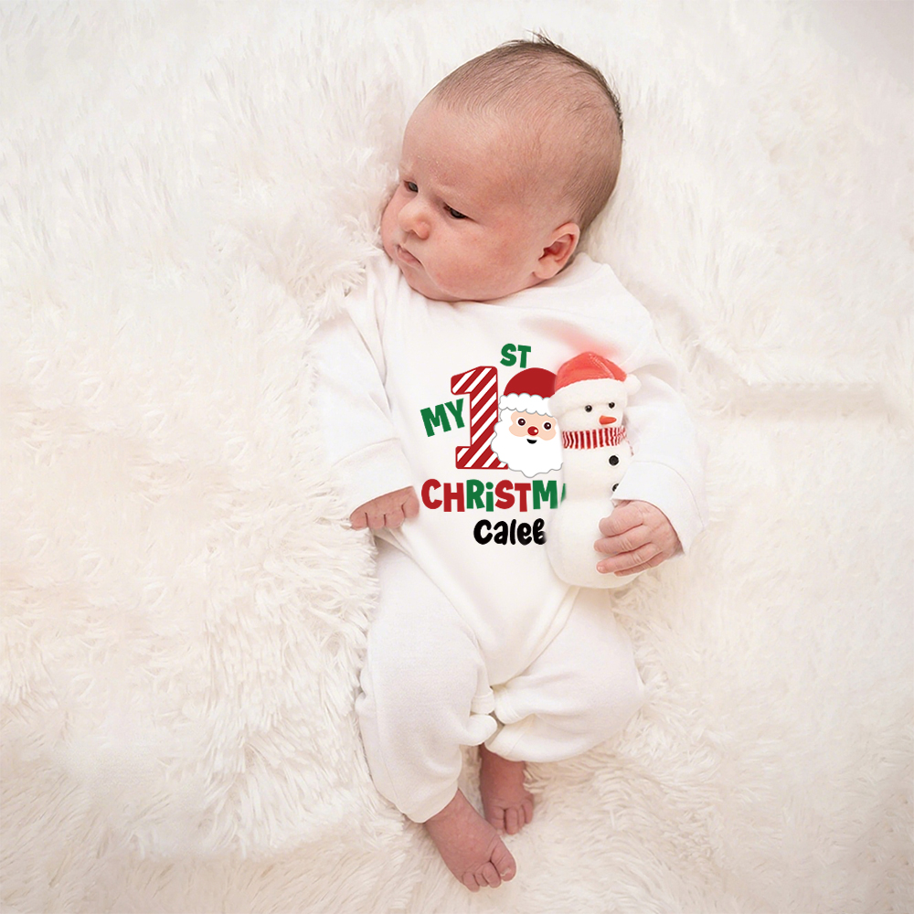 Personalized Baby 1st Christmas Ropmer and Hat Set | MCGift124