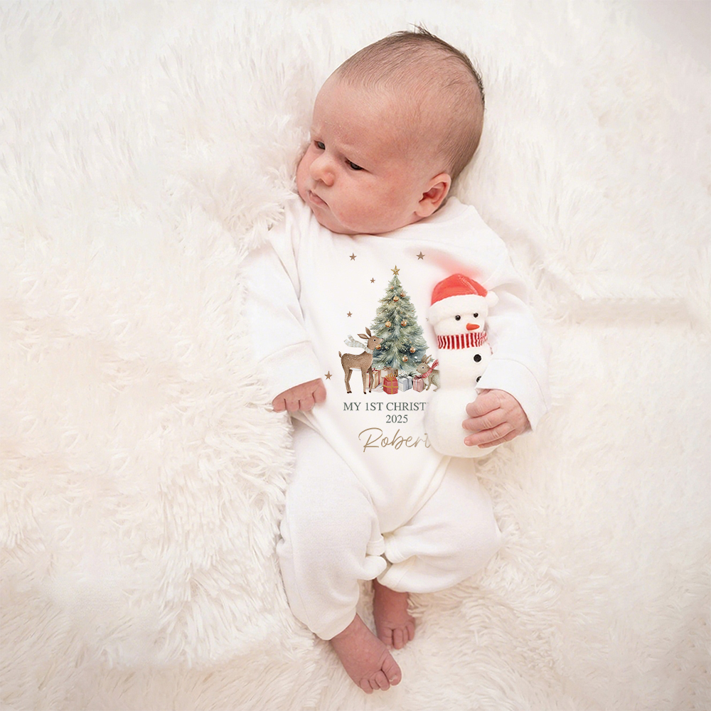 Personalized Baby 1st Christmas Ropmer and Hat Set | MCGift125