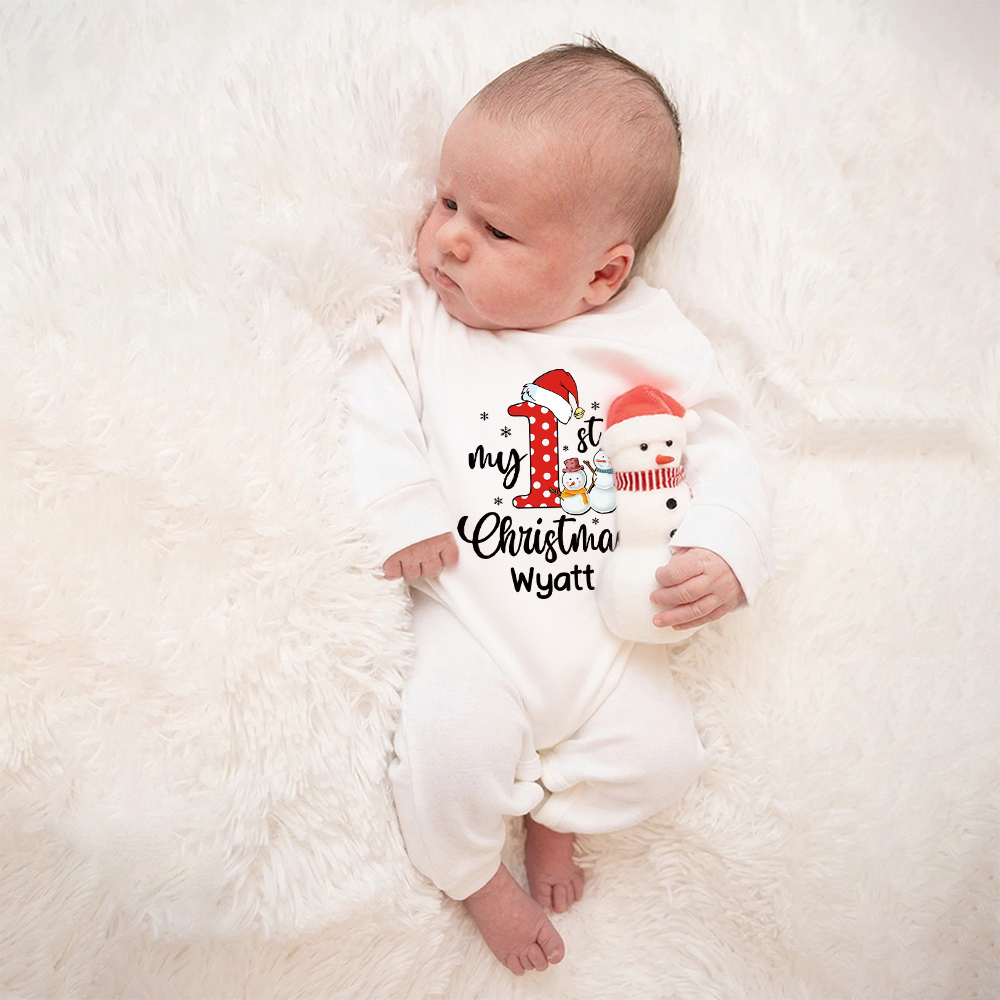 Personalized Baby 1st Christmas Ropmer and Hat Set | MCGift128