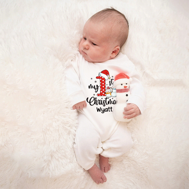Personalized Baby 1st Christmas Ropmer and Hat Set | MCGift128