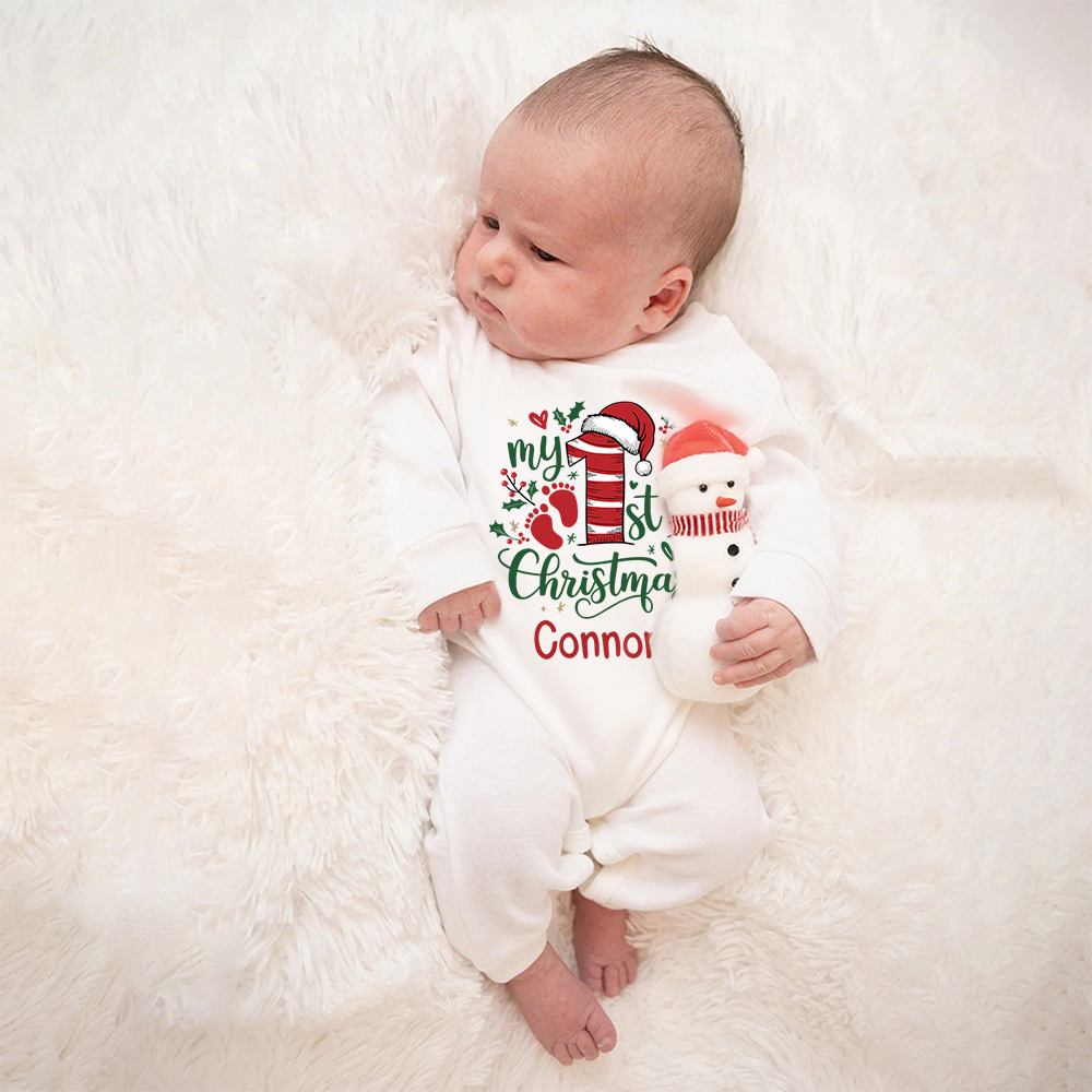 Personalized Baby 1st Christmas Ropmer and Hat Set | MCGift130