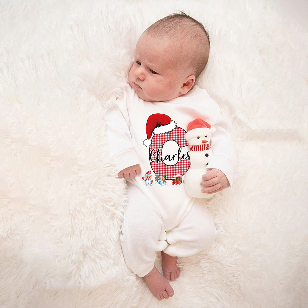 Personalized Baby 1st Christmas Ropmer and Hat Set | MCGift134