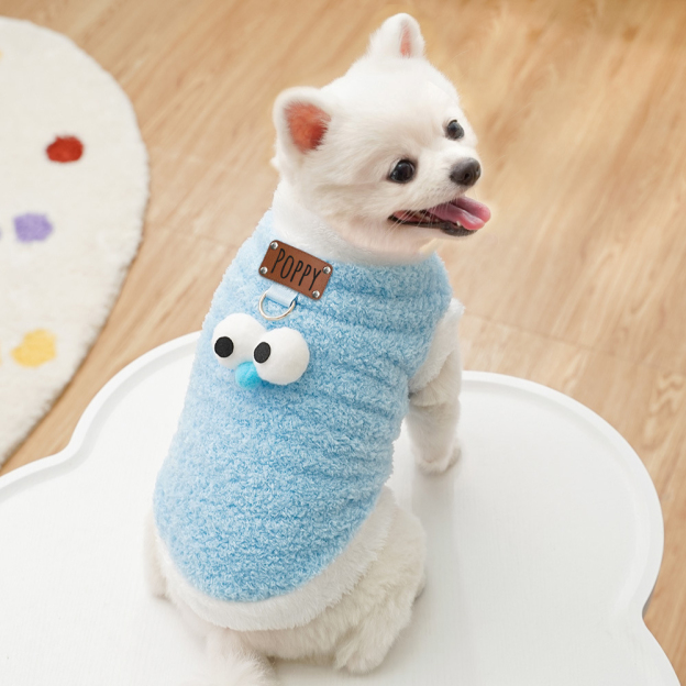 Personalized Leather Patch Lovely Pet Soft Plush Vest | BKPet216