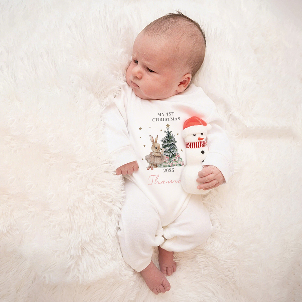 Personalized Baby 1st Christmas Ropmer and Hat Set | MCGift143