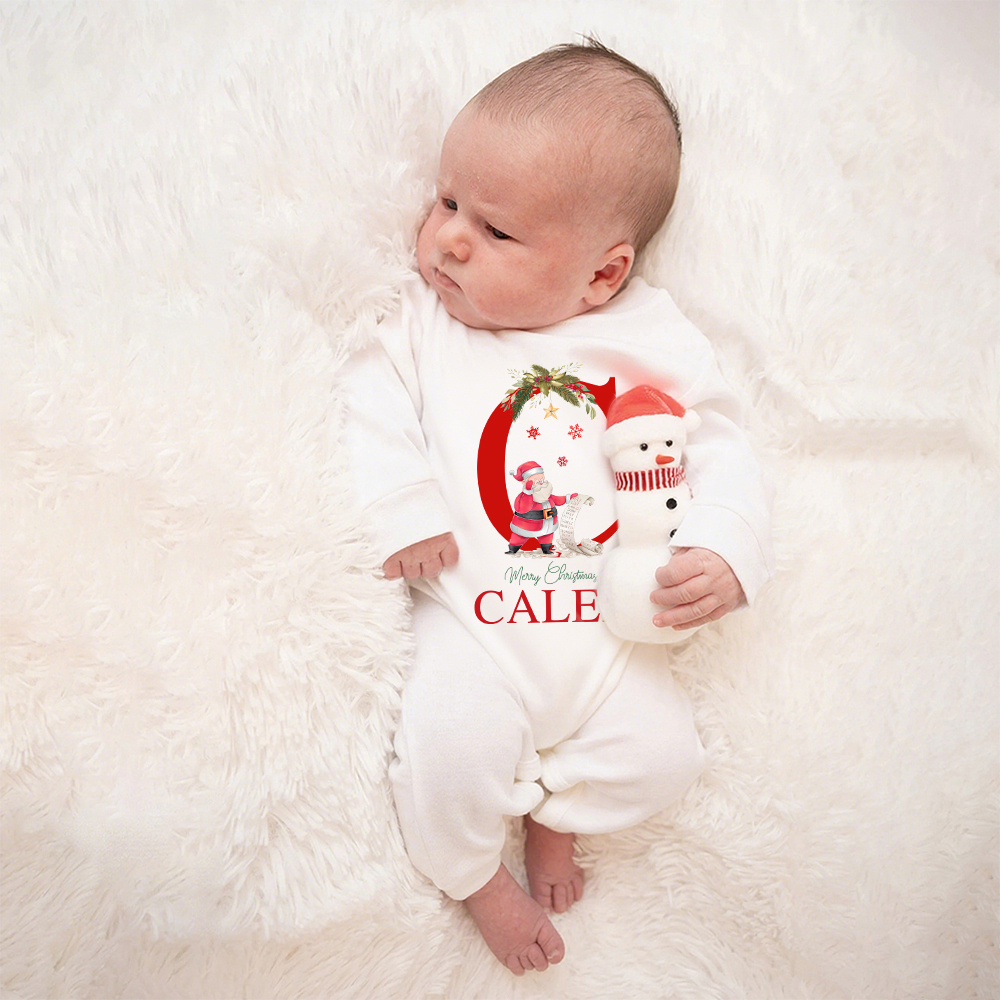Personalized Baby 1st Christmas Ropmer and Hat Set | MCGift144