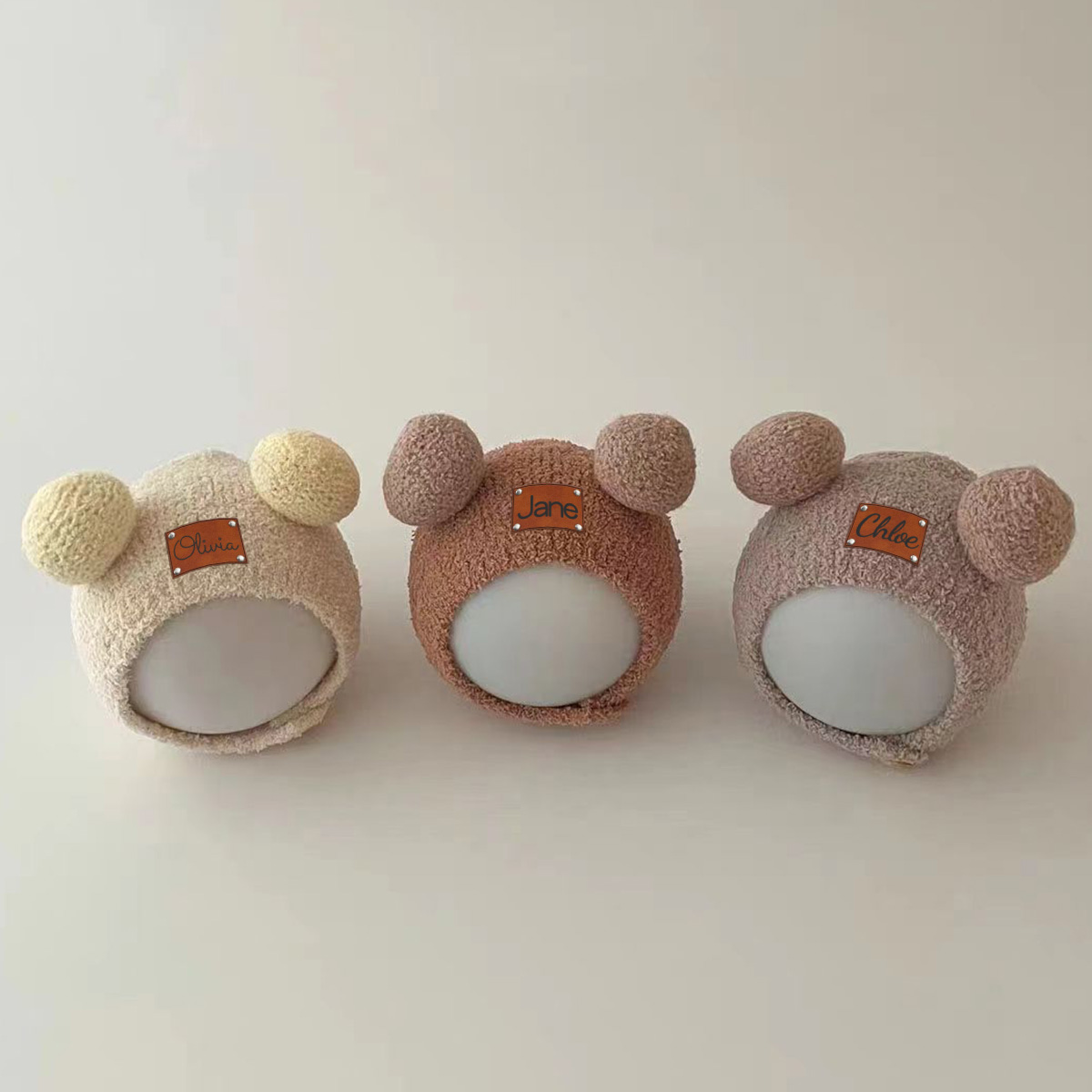 Personalized Leather Patch Cuddle Cub Knit Cap | HSKid60