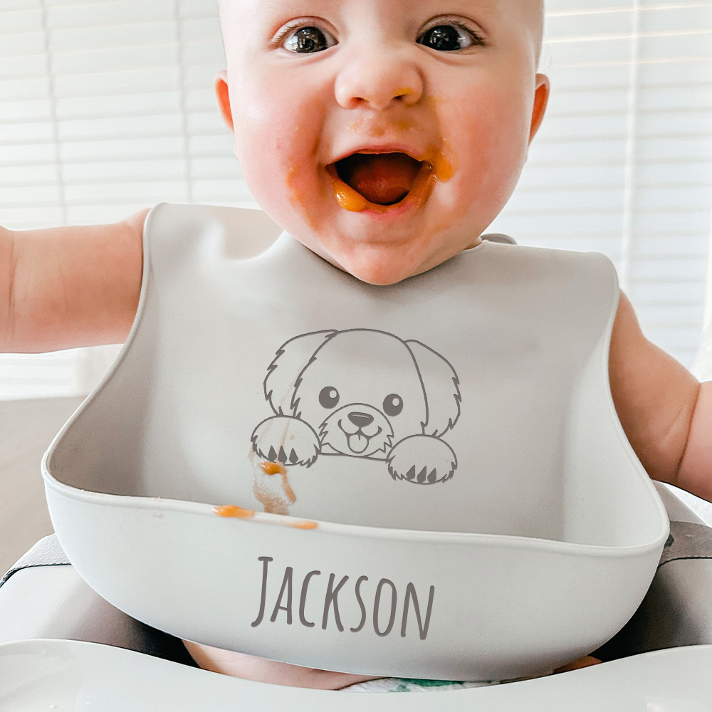 Personalized Baby Reusable Food Grade Silicone Bib | CWBaby299