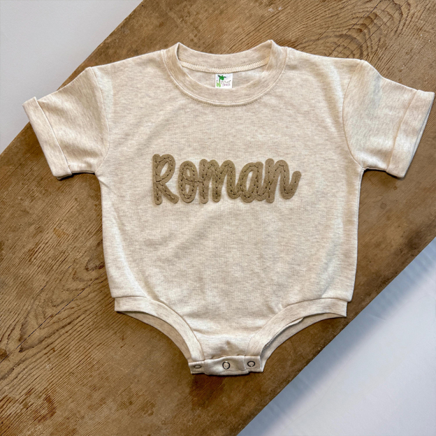 Personalized Baby Hand Embroidered Felt Romper | CWBaby301