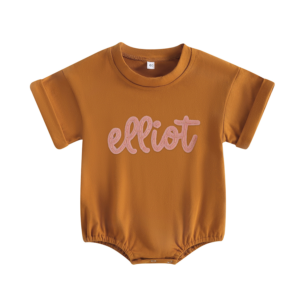 Personalized Baby Hand Embroidered Felt Romper | CWBaby301
