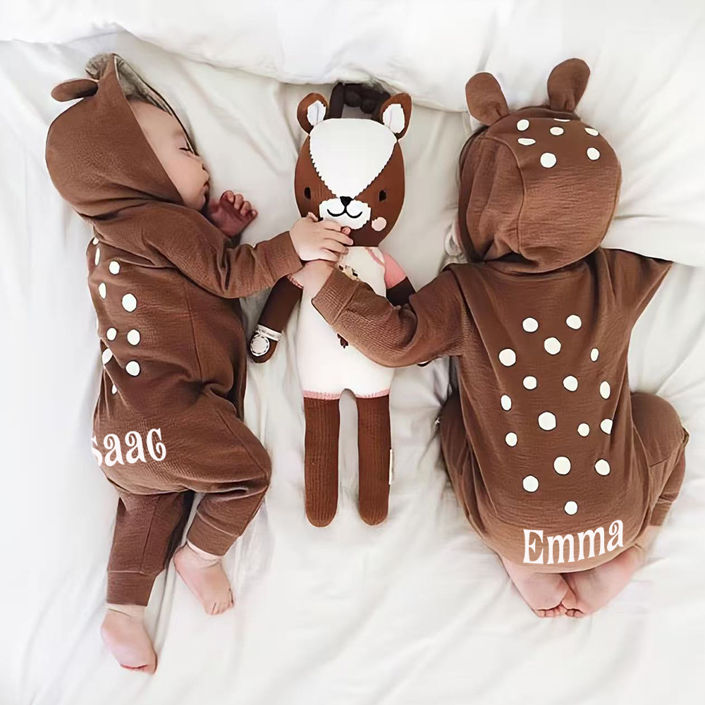 Personalized Baby Cute Bambi Hooded Jumpsuit | CWBaby319