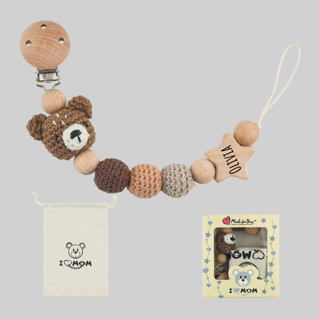 Personalized Baby Pacifier Crochet Animals Clip | CWBaby42