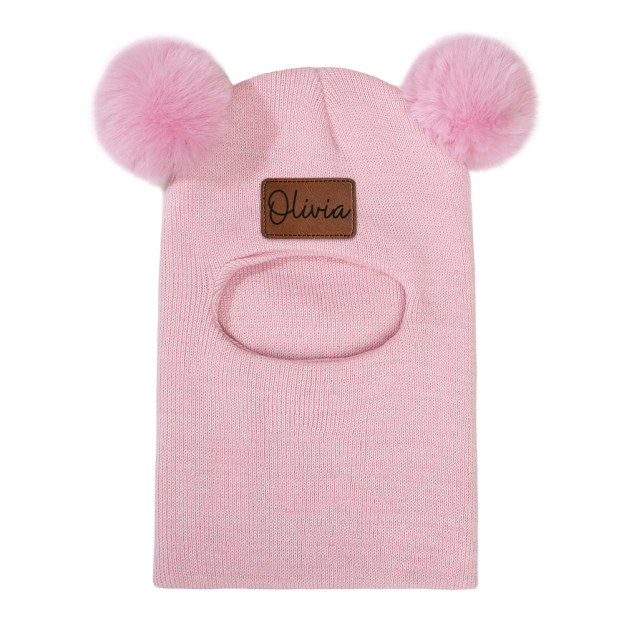 Personalized Kid Winter Warm Knitted PomPom Hat Scarf | HSKid64