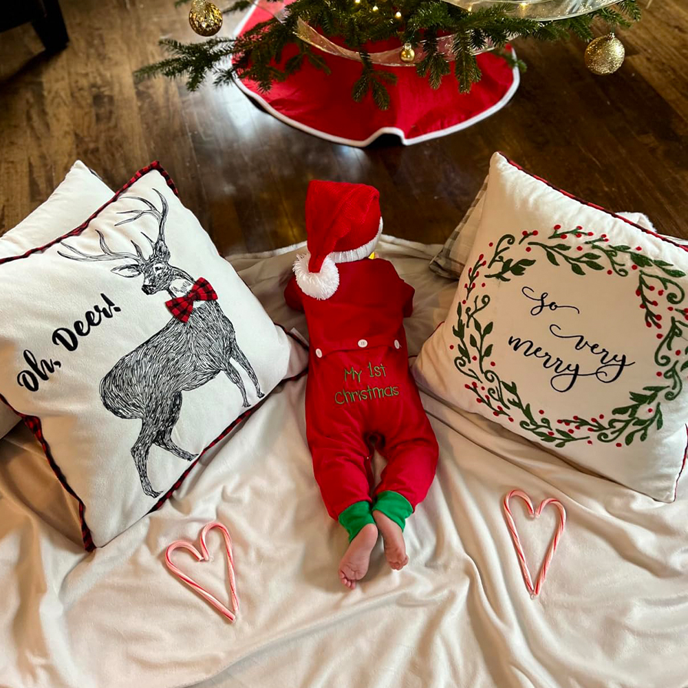 Personalized Embroidery My 1st Christmas Button Down Jumpsuit | MCGift175