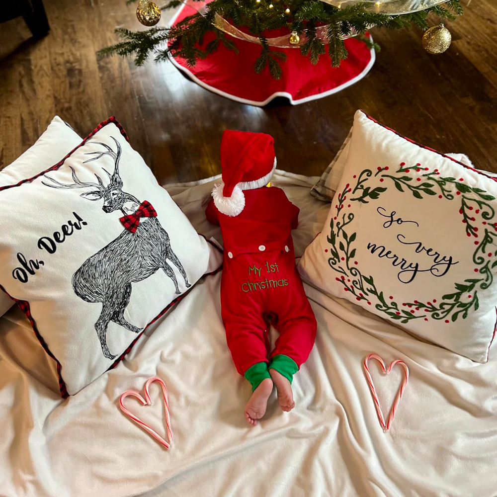Personalized Embroidery My 1st Christmas Button Down Jumpsuit | MCGift175
