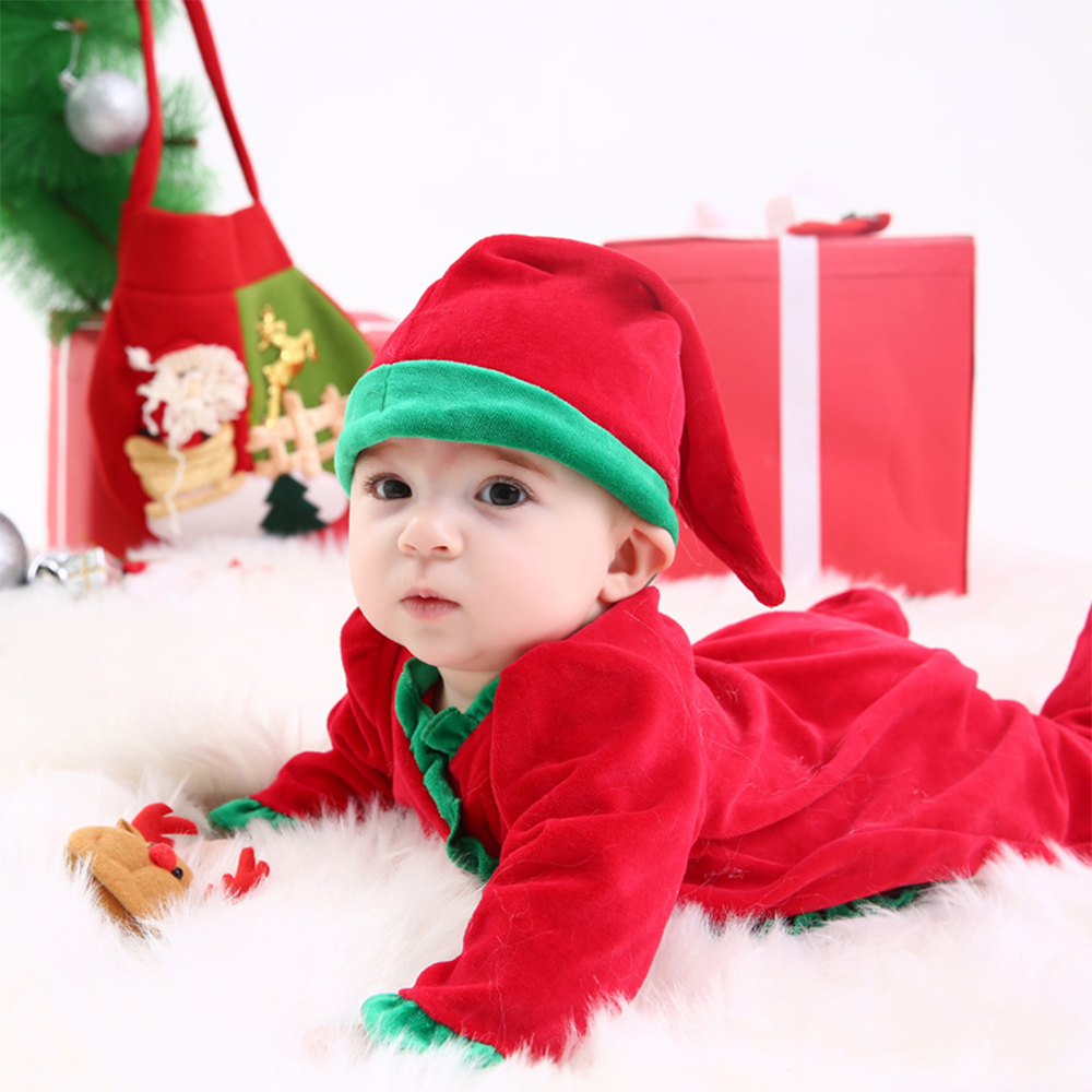 Personalized Newborn Christmas Velvet Ruffle Romper | MCGift176